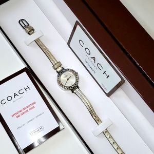 COACH Metallic Watch with Slim Leather Band